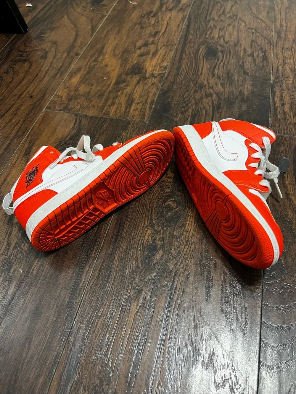 Jordan Kids White and Orange High-Top Sneakers